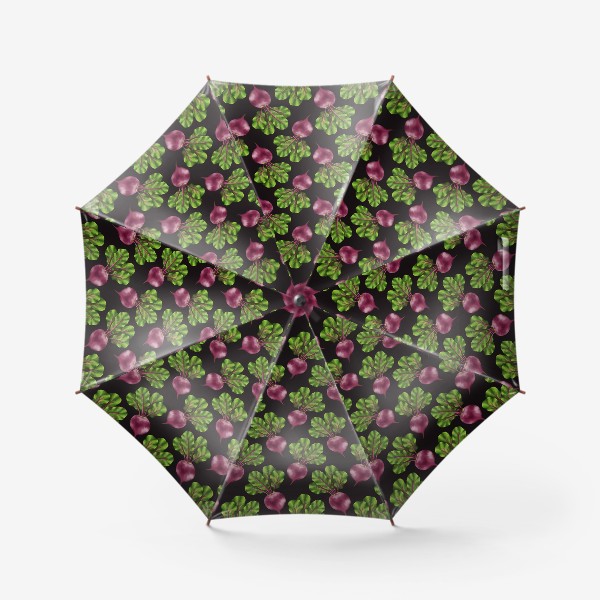 Зонт «Свекла на черном - паттерн»