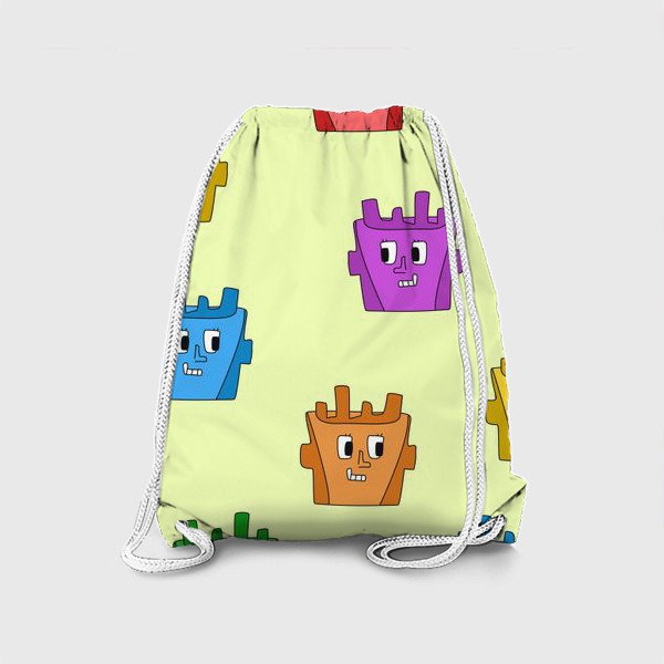 Рюкзак «Детский паттерн с разноцветными роботами в стиле дудл»