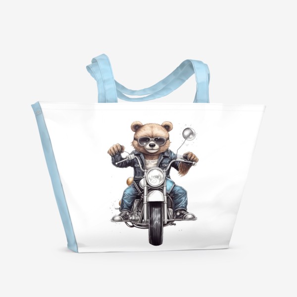 Пляжная сумка «Медведь байкер»
