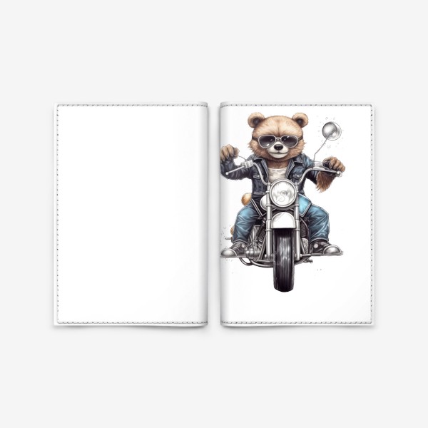 Обложка для паспорта «Медведь байкер»