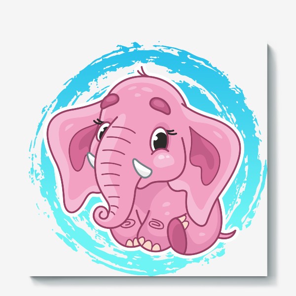 Холст «Милый розовый слоненок»