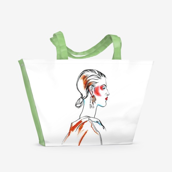 Пляжная сумка «Девушка с ярким макияжем»