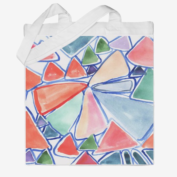 Сумка хб &laquo;Абстрактный рисунок красками. Треугольники, геометрическая абстракция&raquo;