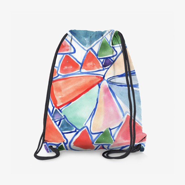 Рюкзак «Абстрактный рисунок красками. Треугольники, геометрическая абстракция»