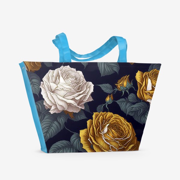 Пляжная сумка «Золотые и кремовые розы»
