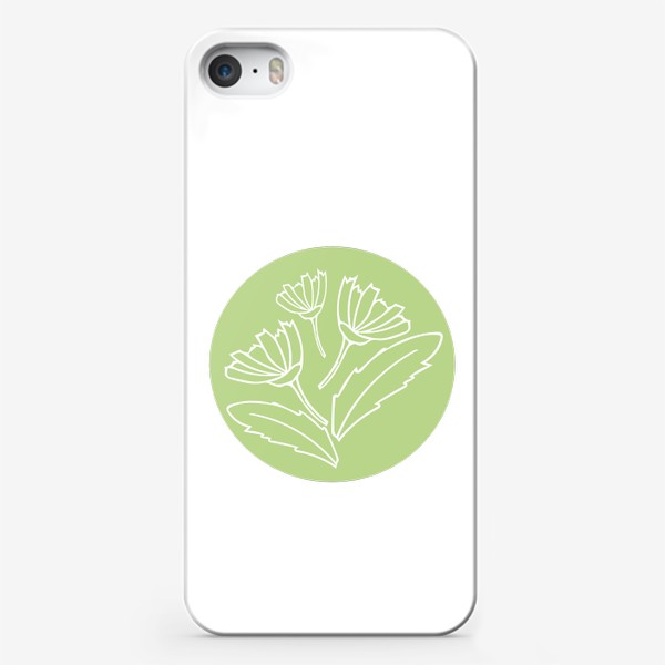 Чехол iPhone «белые цветы на зеленом»