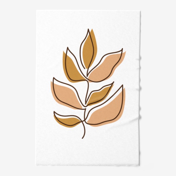 Полотенце «Бежевая веточка с золотыми и бежевыми листьями в стиле бохо»