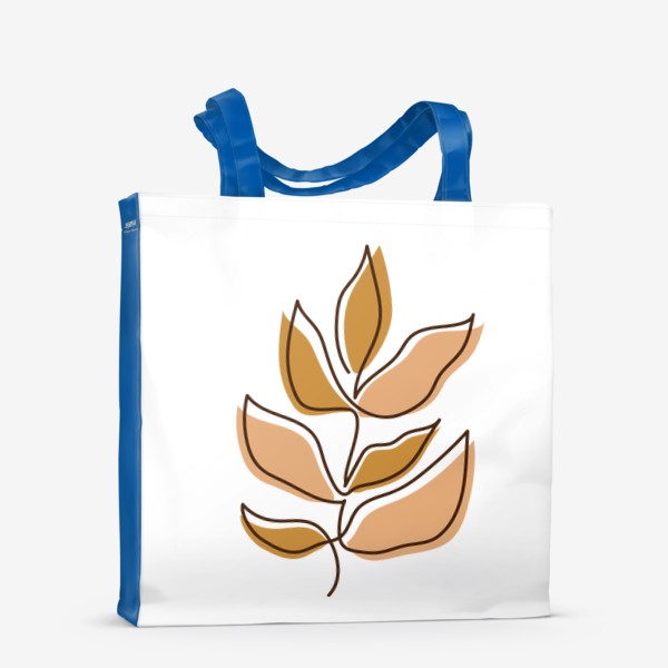 Сумка-шоппер «Бежевая веточка с золотыми и бежевыми листьями в стиле бохо»