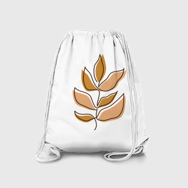 Рюкзак «Бежевая веточка с золотыми и бежевыми листьями в стиле бохо»