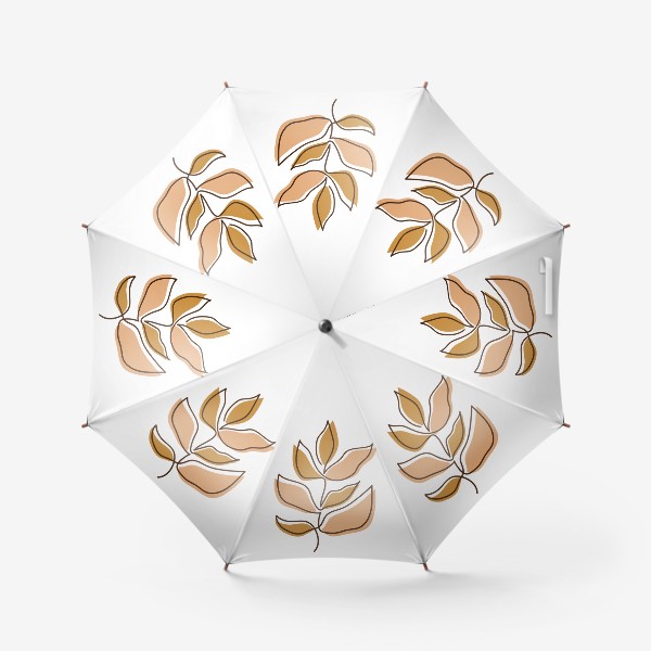 Зонт «Бежевая веточка с золотыми и бежевыми листьями в стиле бохо»