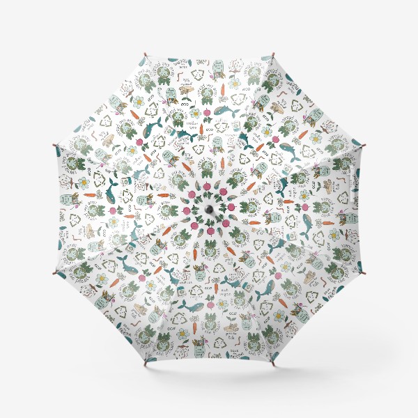 Зонт «Бесшовный узор в эко-тематике. Охрана окружающей среды, концепция Дня Земли.»