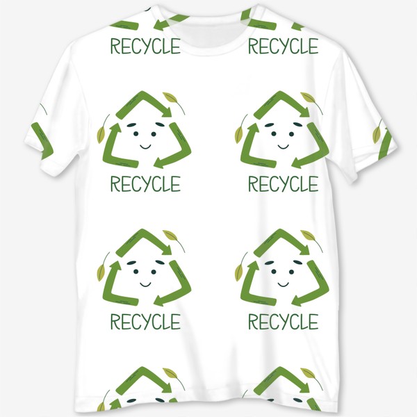 Футболка с полной запечаткой «Recycle. Экологический символ, День Земли.»