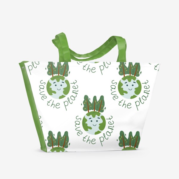 Пляжная сумка «День Земли, окружающая среда. Спасите планету. »