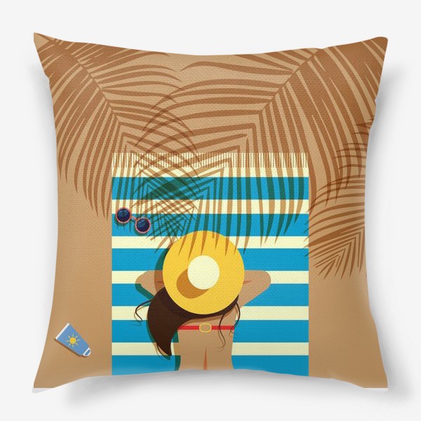 Подушка «девушка на пляже»
