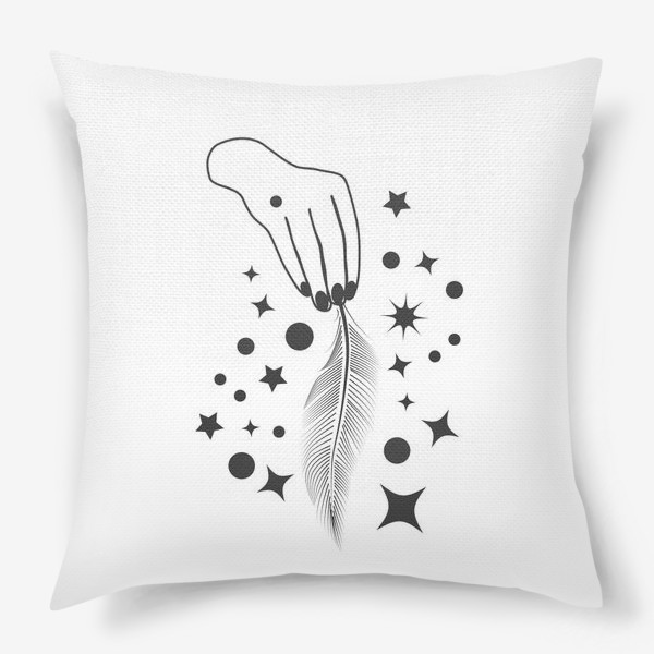 Подушка «Магия в руках, перо и звезды»
