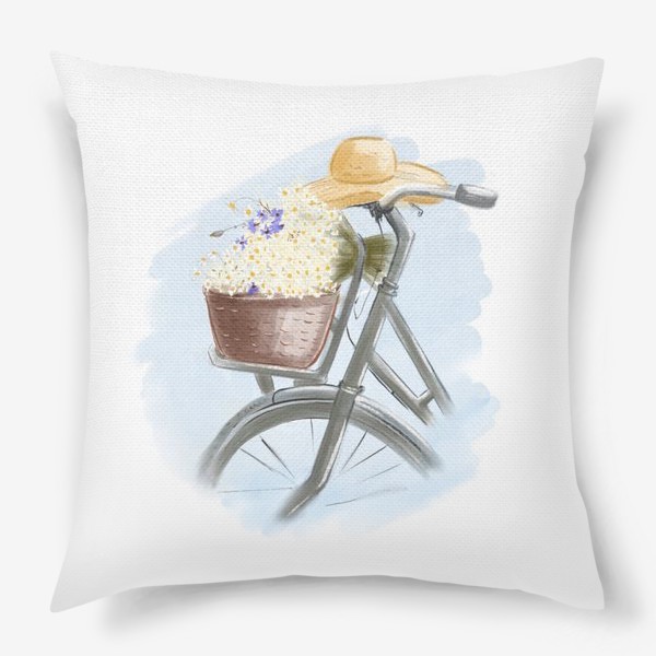 Подушка «Велосипед и ромашки»