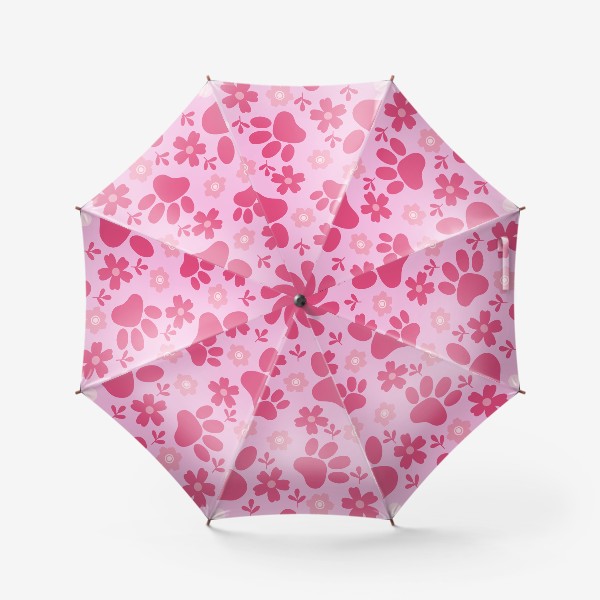 Зонт «Отпечатки лап и цветы Принт с отпечатками лап и цветами»