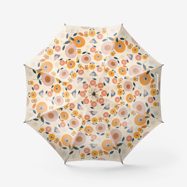 Зонт «Бесшовный принт с цветами и птицами.Абстракция.»