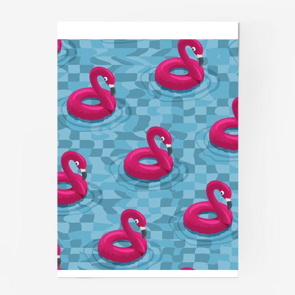 Постер «Надувные фламинго в бассейне»