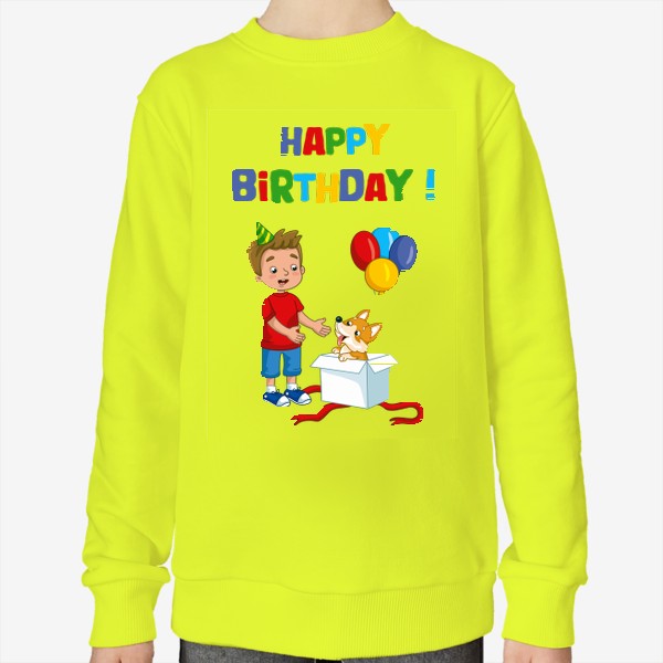 Свитшот «С днем рождения! Мальчик и корги»