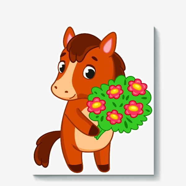 Холст «Лошадка с цветами»