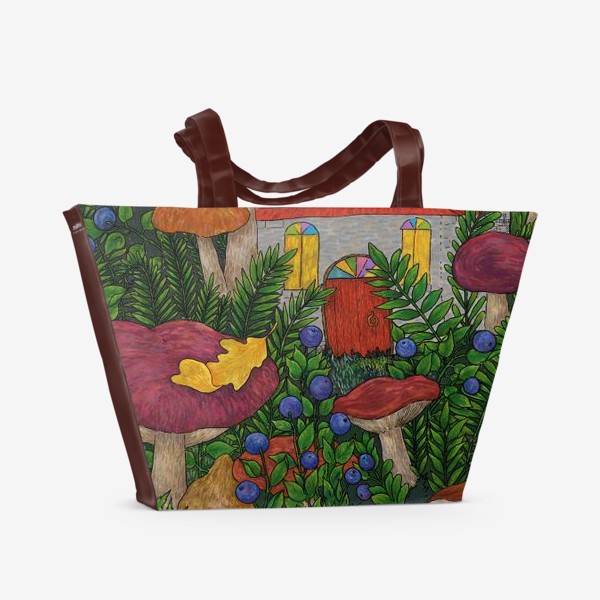 Пляжная сумка «Сказочный домик среди черники и грибов»