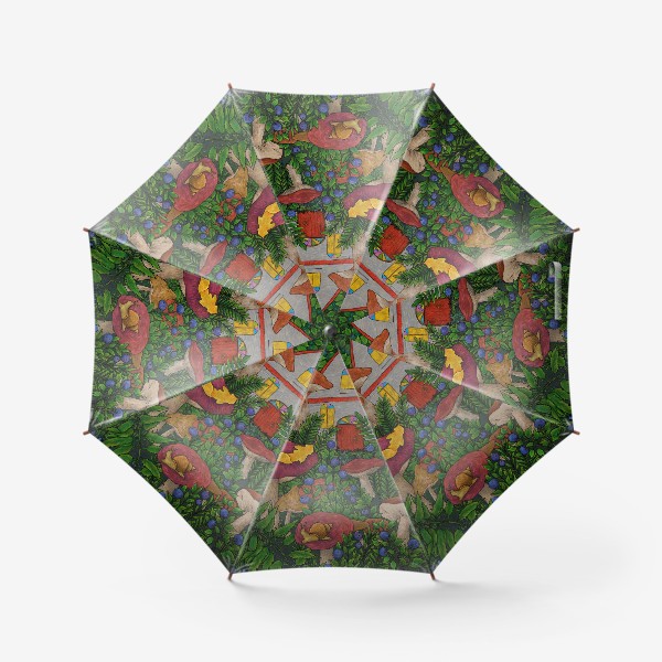 Зонт «Сказочный домик среди черники и грибов»