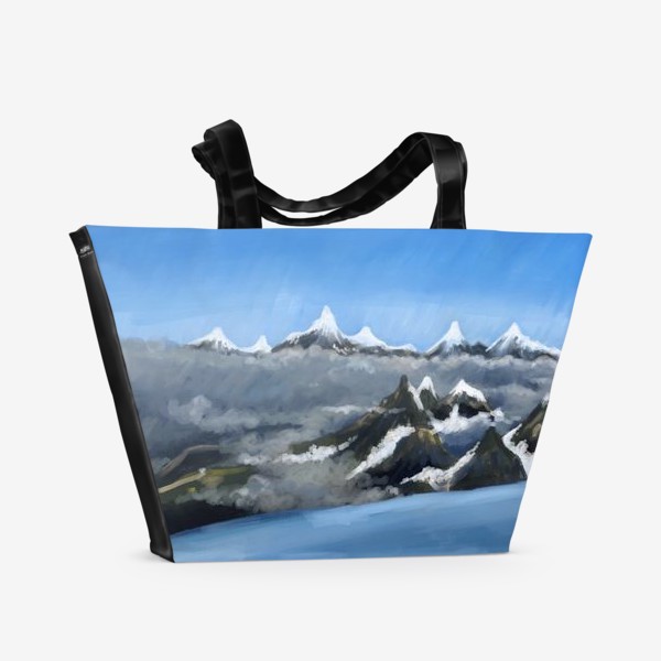 Пляжная сумка «Пейзаж с горами. Горные вершины.»