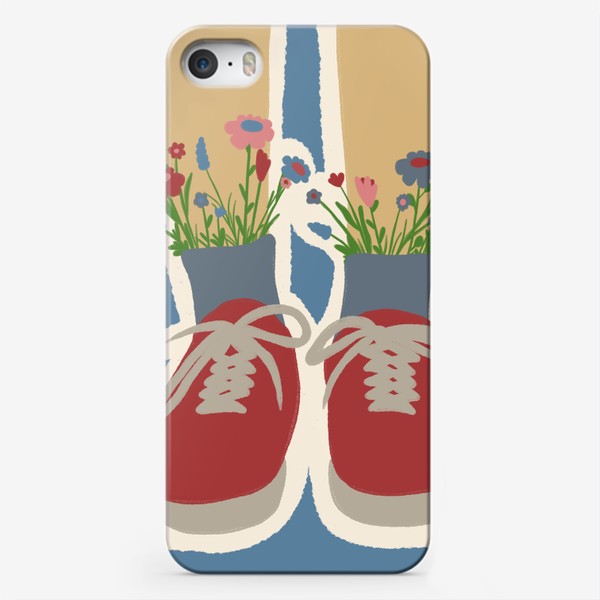 Чехол iPhone «цветочки в кедах. летний принт»