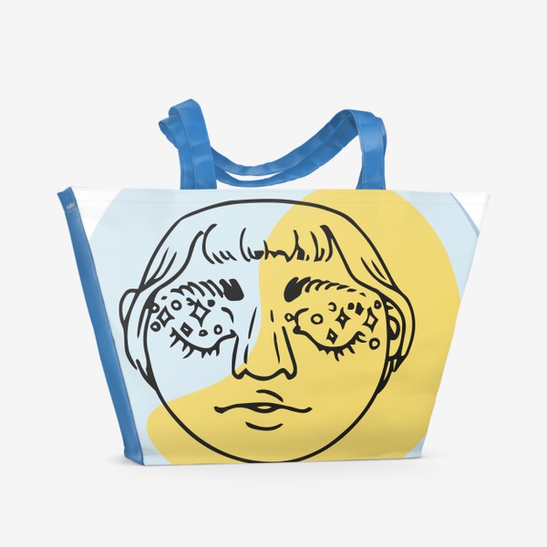Пляжная сумка «Лицо луны. Астрология, графика»
