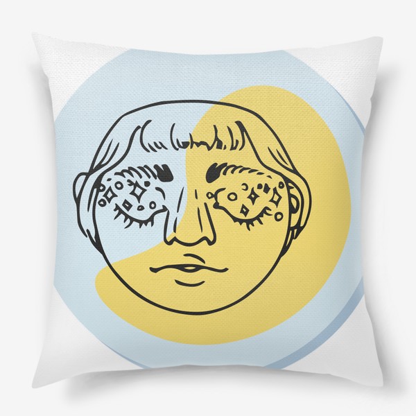 Подушка «Лицо луны. Астрология, графика»