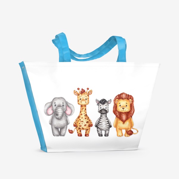Пляжная сумка &laquo;Слон, Жираф, Зебра и Лев :)&raquo;