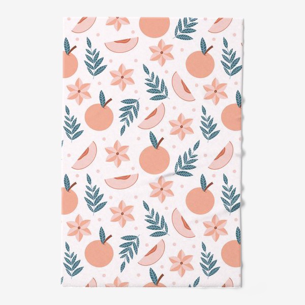 Полотенце «Милый розовый принт персики с листьями»