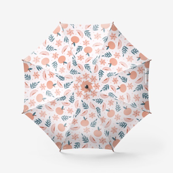 Зонт «Милый розовый принт персики с листьями»