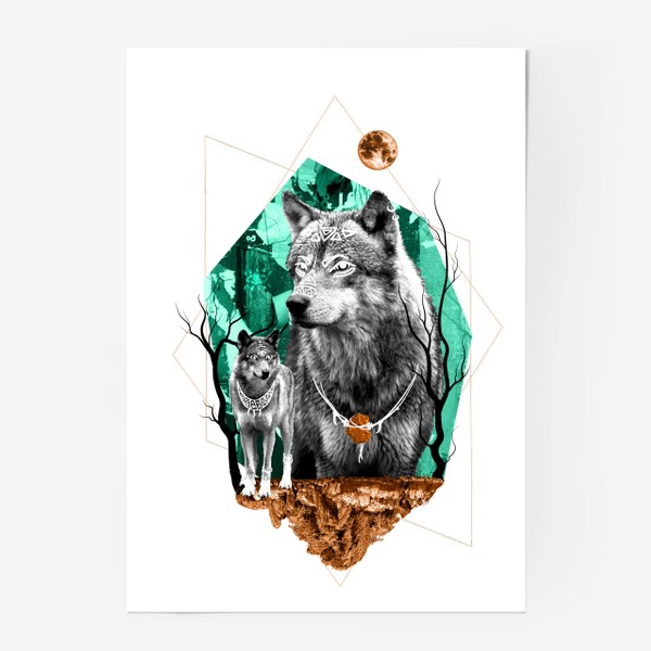 Постер «Волк из серии коллажей "Тотемы"»