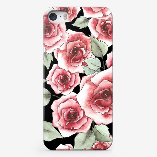 Чехол iPhone «Паттерн "Розы на черном"»