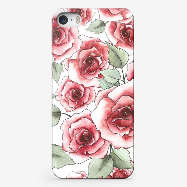 Чехол iPhone «Паттерн "Розы на белом"»