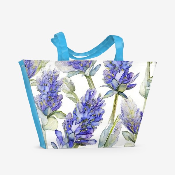 Пляжная сумка «Акварельный паттерн Цветы лаванды»