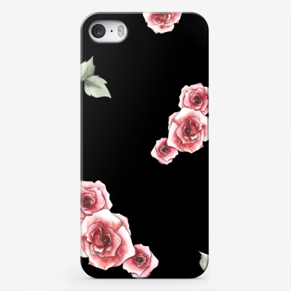 Чехол iPhone «Паттерн "Розы на черном 2"»