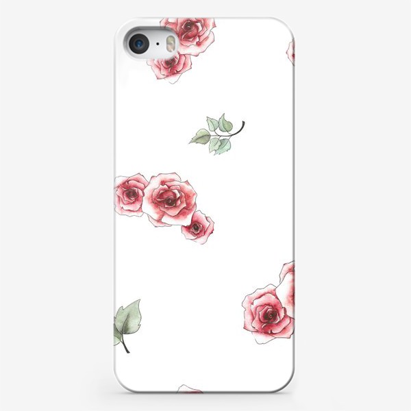Чехол iPhone &laquo;Паттерн "Розы на белом 2"&raquo;
