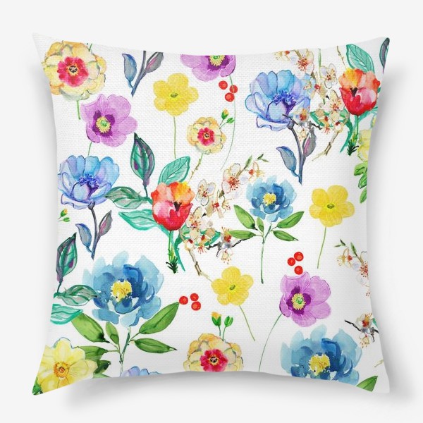 Подушка «разноцветные цветы»