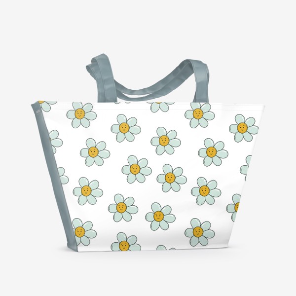 Пляжная сумка «Ромашки. Цветы в стиле ретро»