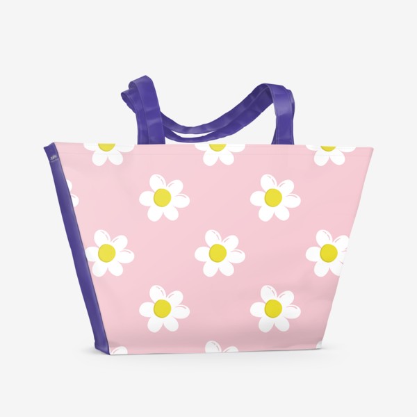 Пляжная сумка «Ромашки. Узор с полевыми цветами»