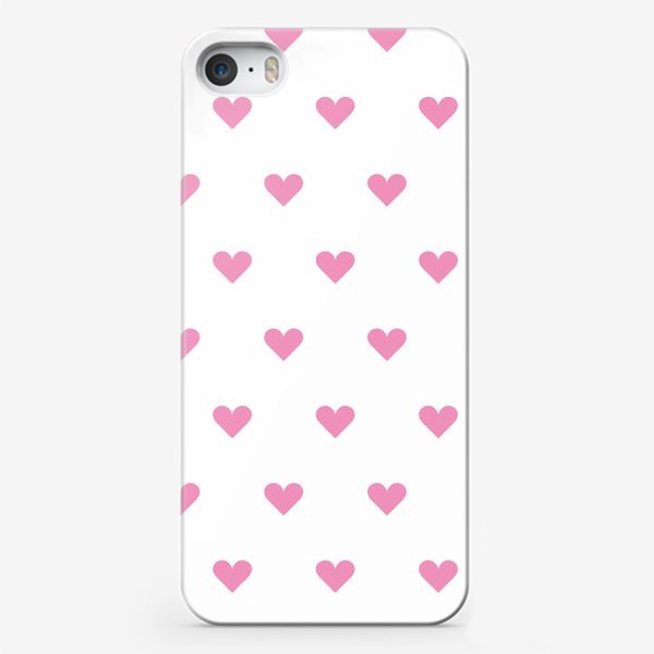 Чехол iPhone «Принт простые розовые сердечки»