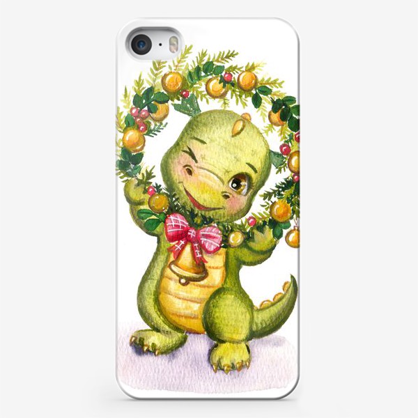 Чехол iPhone «Новогодний дракончик с венком»