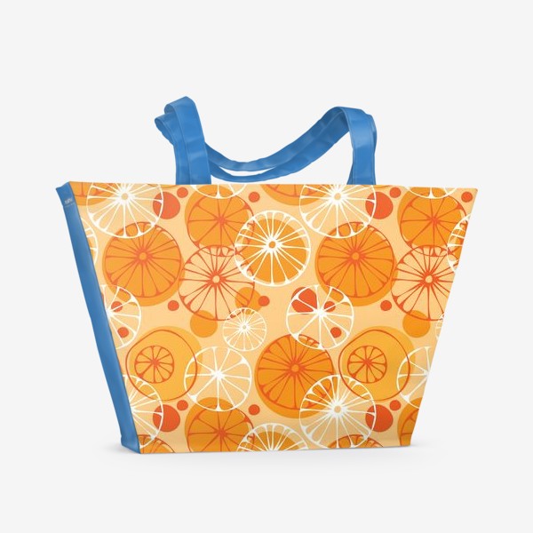Пляжная сумка «Бесшовный паттерн апельсиновые дольки.Апельсины.»