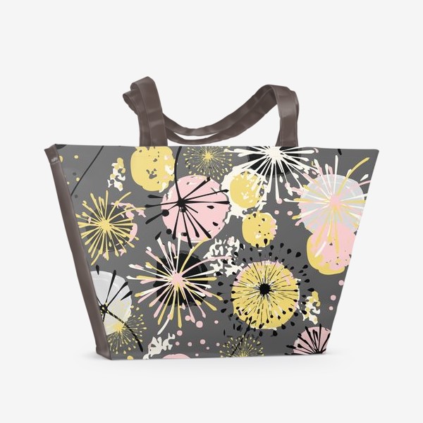 Пляжная сумка « Абстракция одуванчики.Цветы.Бесшовный принт с одуванчиками.»