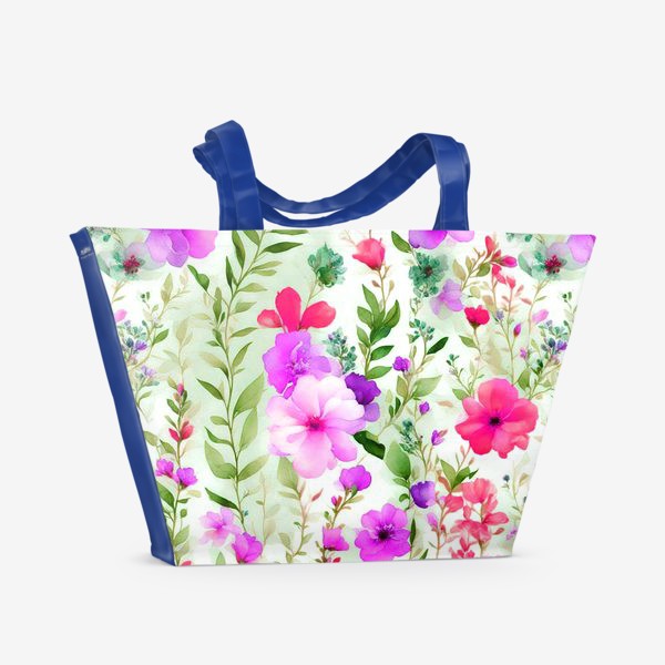 Пляжная сумка «Сиреневые акварельные цветы»