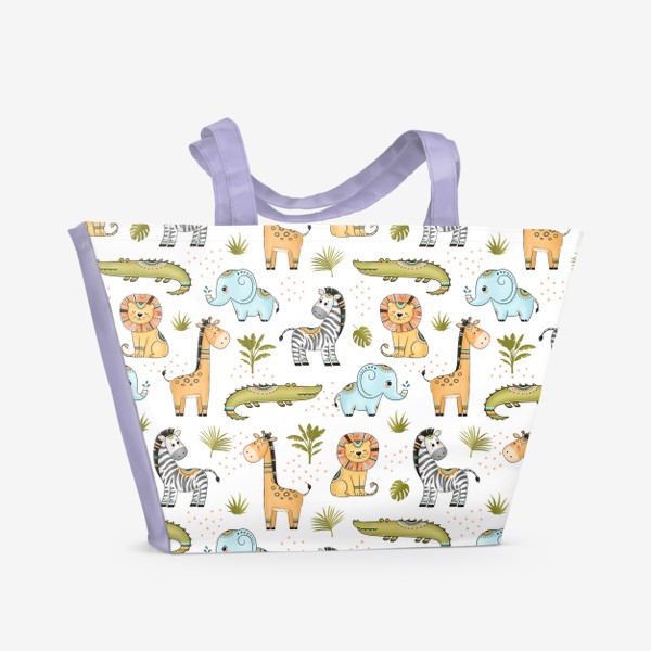 Пляжная сумка &laquo;Африканские животные  (жираф, слон, крокодил, зебра, лев )&raquo;