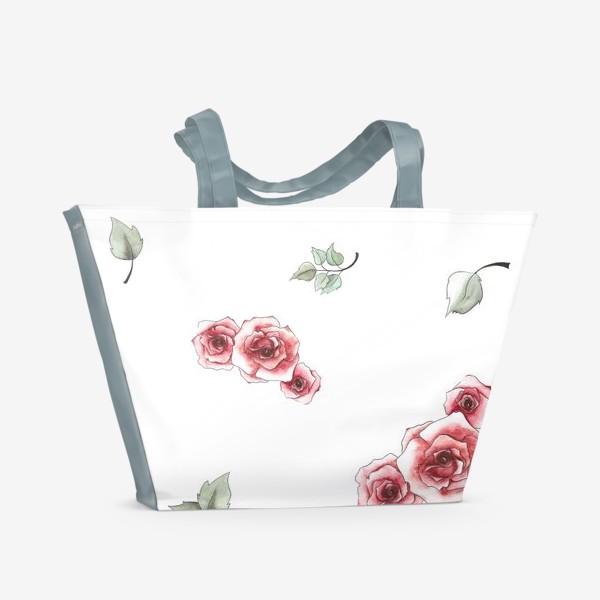 Пляжная сумка «Паттерн "Розы на белом 2"»